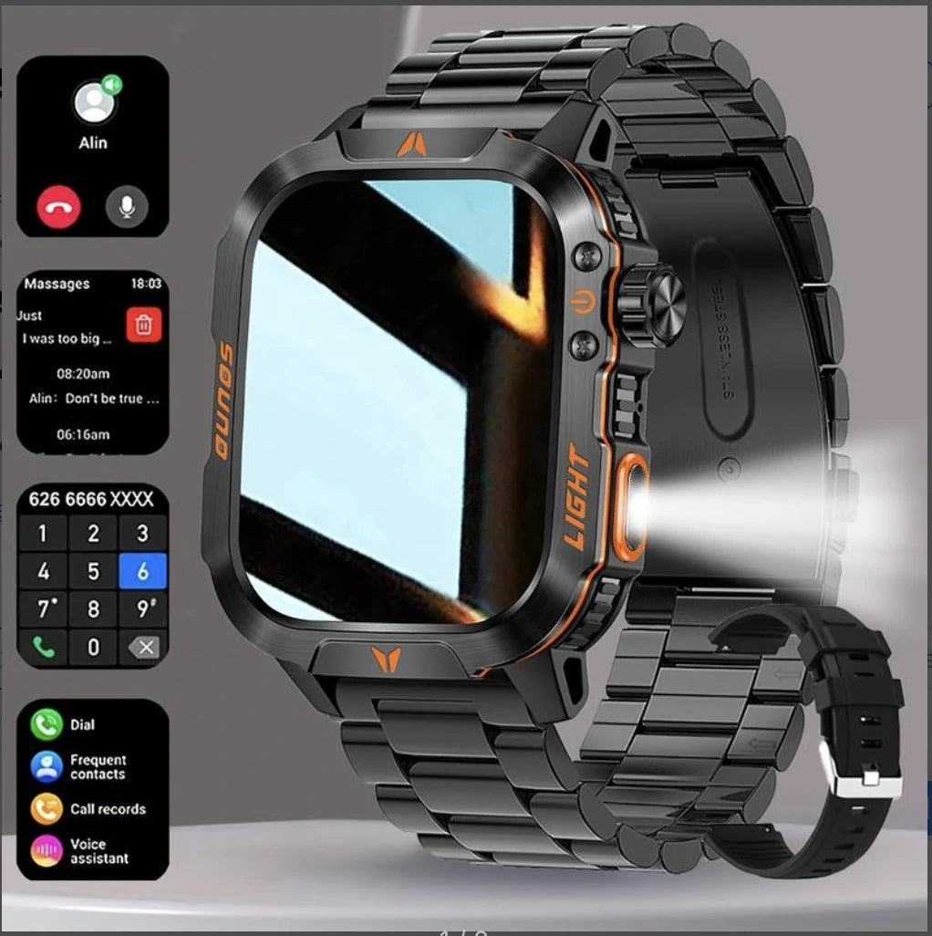 Reloj Inteligente Militar Hombre Con Linterna LED Brújula y GPS
