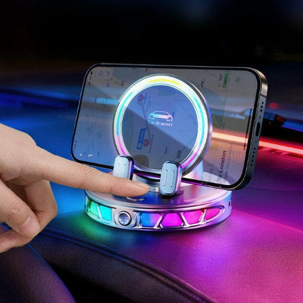 Soporte De Teléfono Para Carro Carga Inalámbrica Ajuste 360° Iluminación RGB