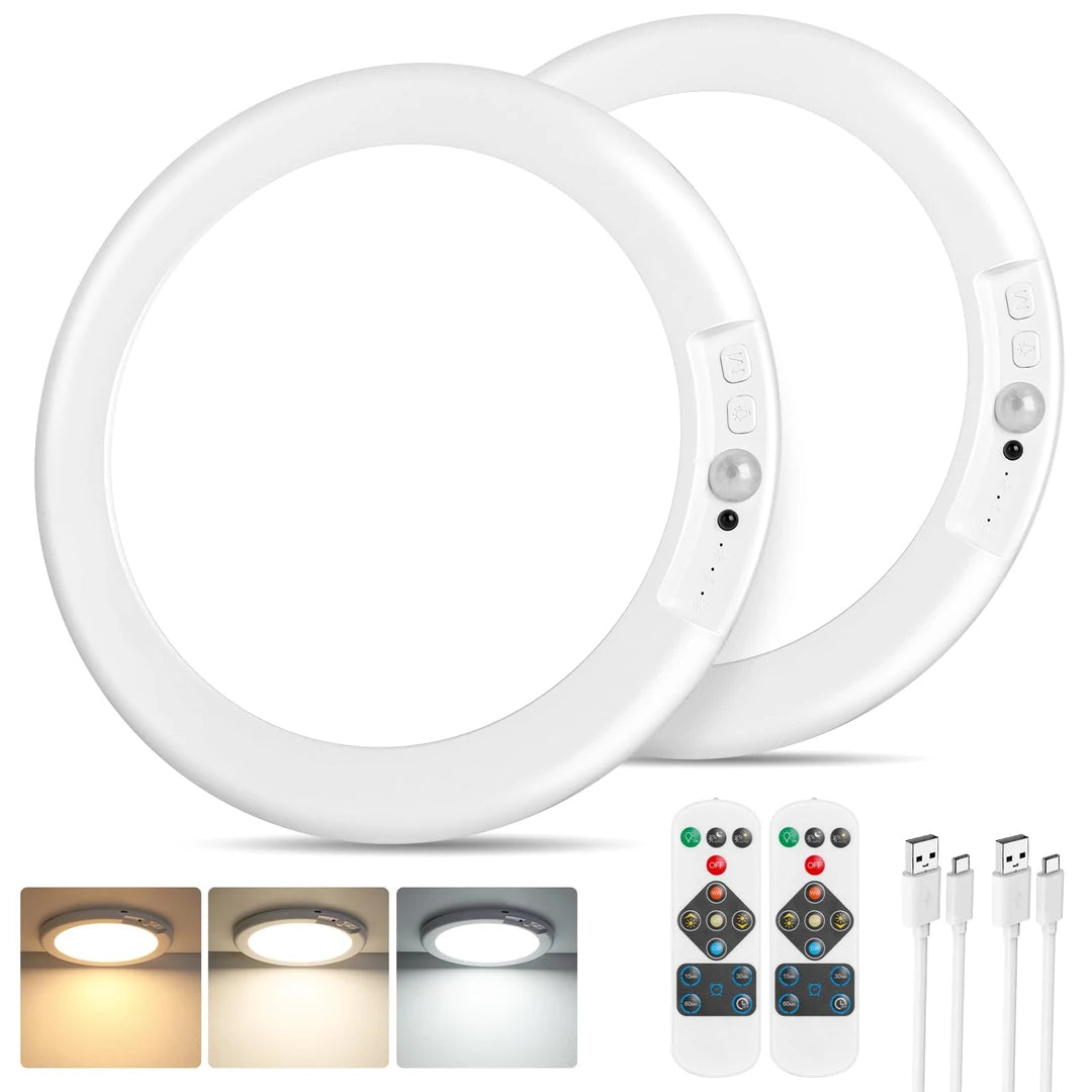 Pack x2 Luz De Techo Recargable Control Remoto Sensor Movimiento