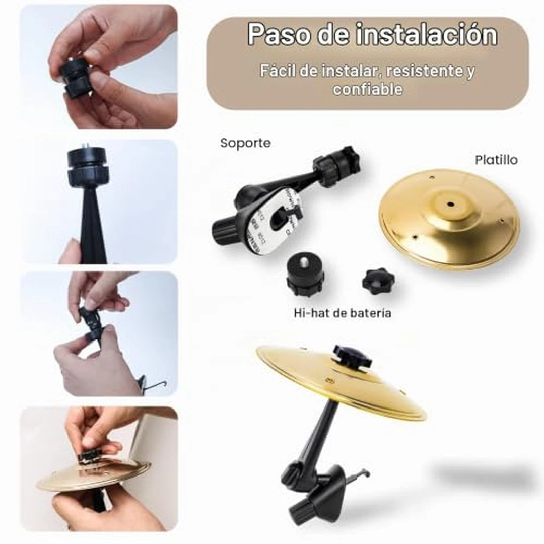 Pack X2 Mini Platillos De Tambor Para Carro Con Soporte Ajustable 360°