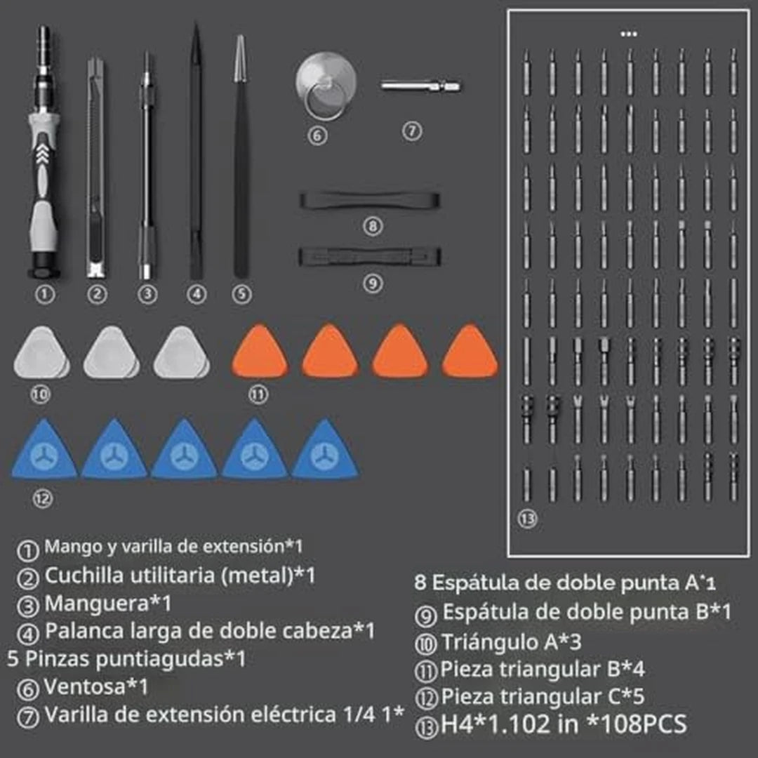 Kit 132 En 1 Destornilladores De Precisión Magnéticos + Estuche