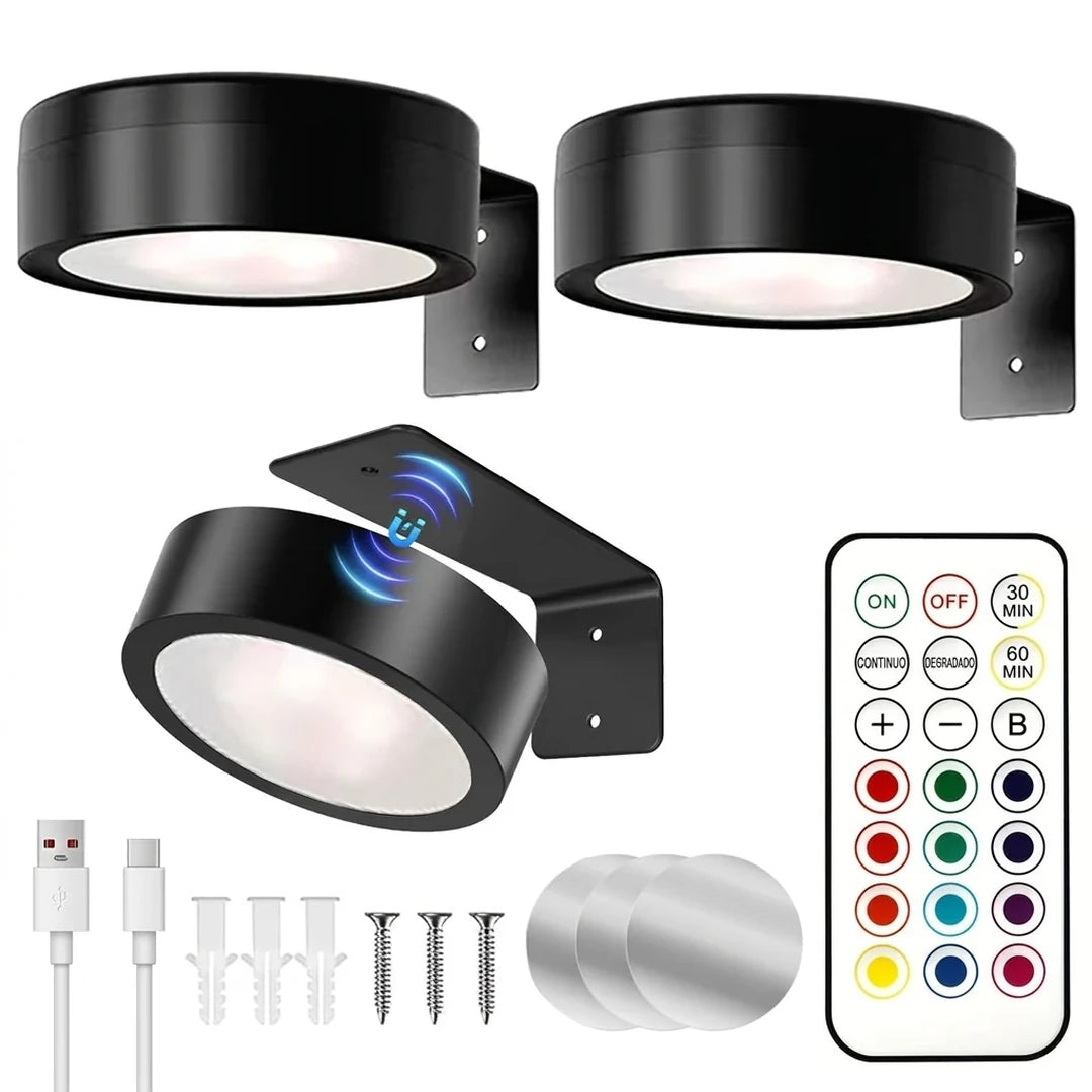 Pack X3 Luz Led Magnética Iluminación De Cuadros Recargable