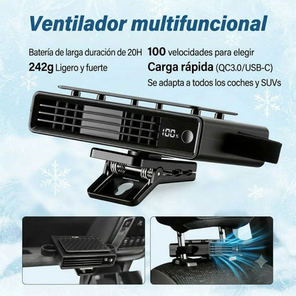 Ventilador Turbo USB Para Reposacabeza Asiento De Carro 5 Velocidades