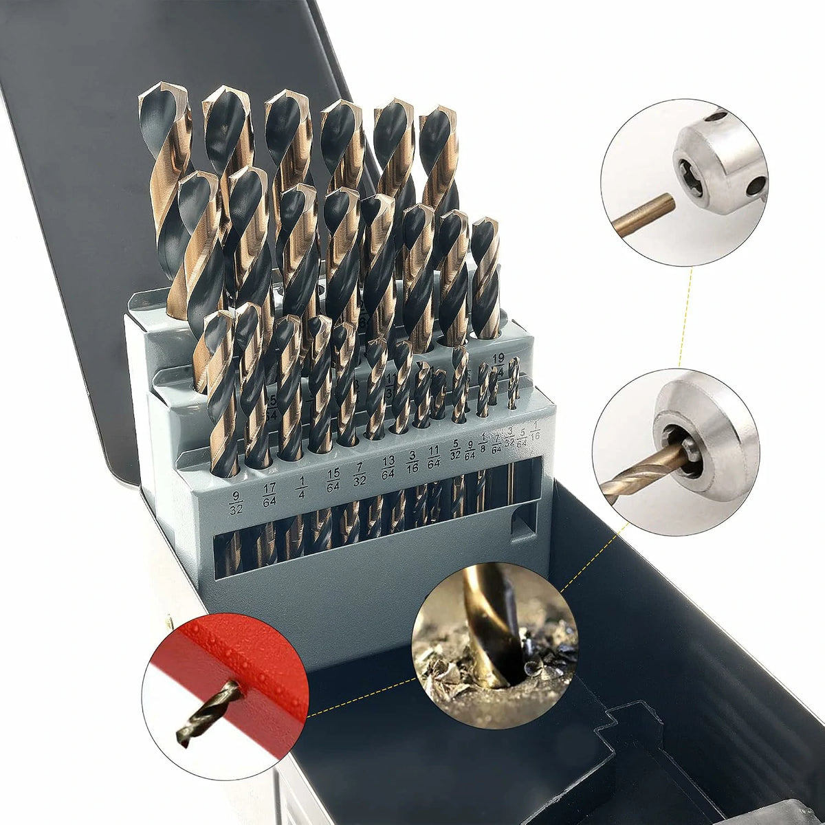 Kit 29 Piezas Brocas De Cobalto M35 Con Estuche Metálico