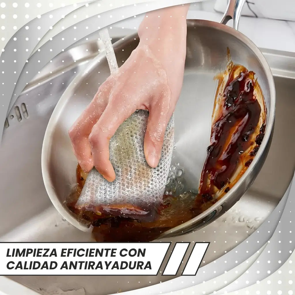 x10 EcoScrubs®  ¡Limpia con eficiencia sin rayar tus ollas!