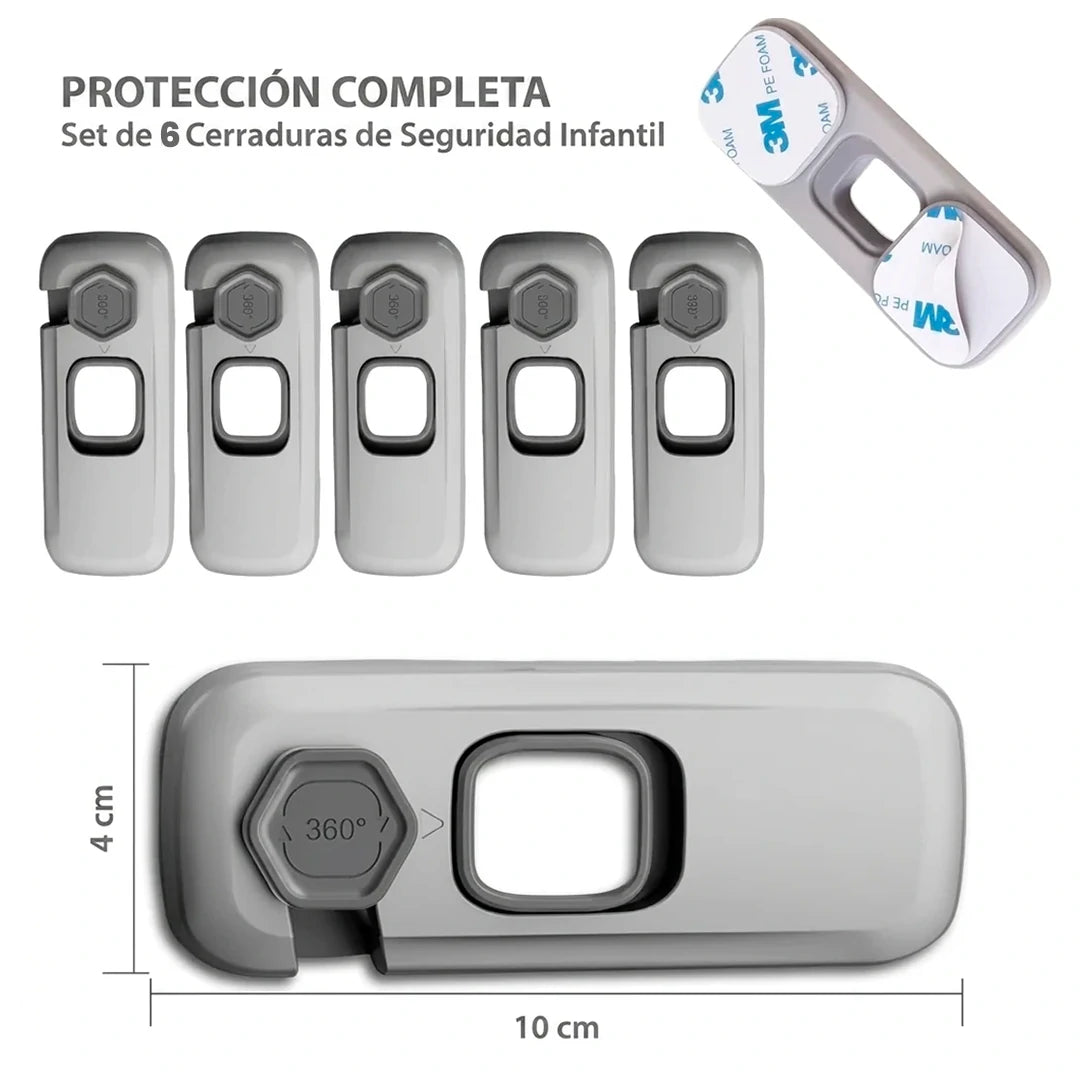 Pack x6 Cerradura De Seguridad Adhesiva 3M Para Nevera A Prueba De Niños