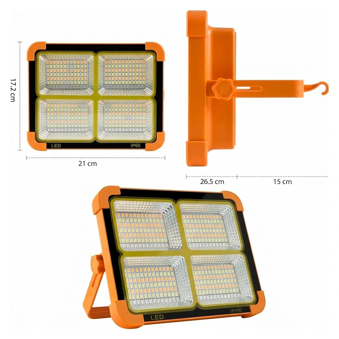 Pack X2 Lámpara LED Solar De Trabajo Portable Con Estación De Carga USB Control Remoto