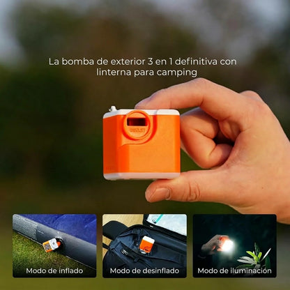 Mini Bomba De Aire Portátil Para Inflables Con 6 Boquillas Y Luz LED Para Camping