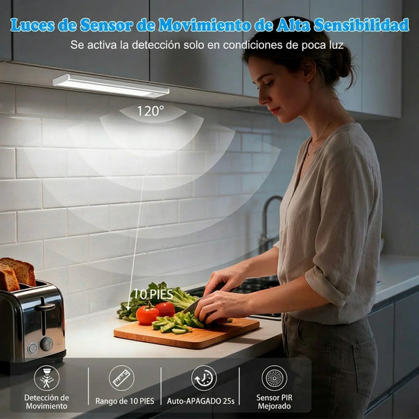 Luces LED Con Sensor De Movimiento y Estación De Carga 3 En 1 Para Armarios / Cocina
