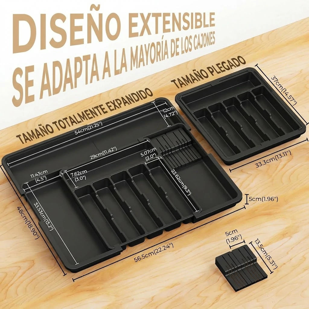 Organizador De Cubiertos Expandible Con Soporte Para Cuchillos