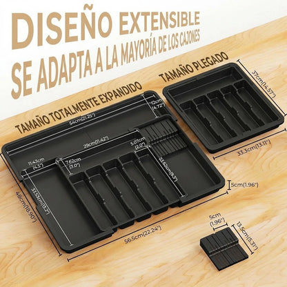 Organizador De Cubiertos Expandible Con Soporte Para Cuchillos