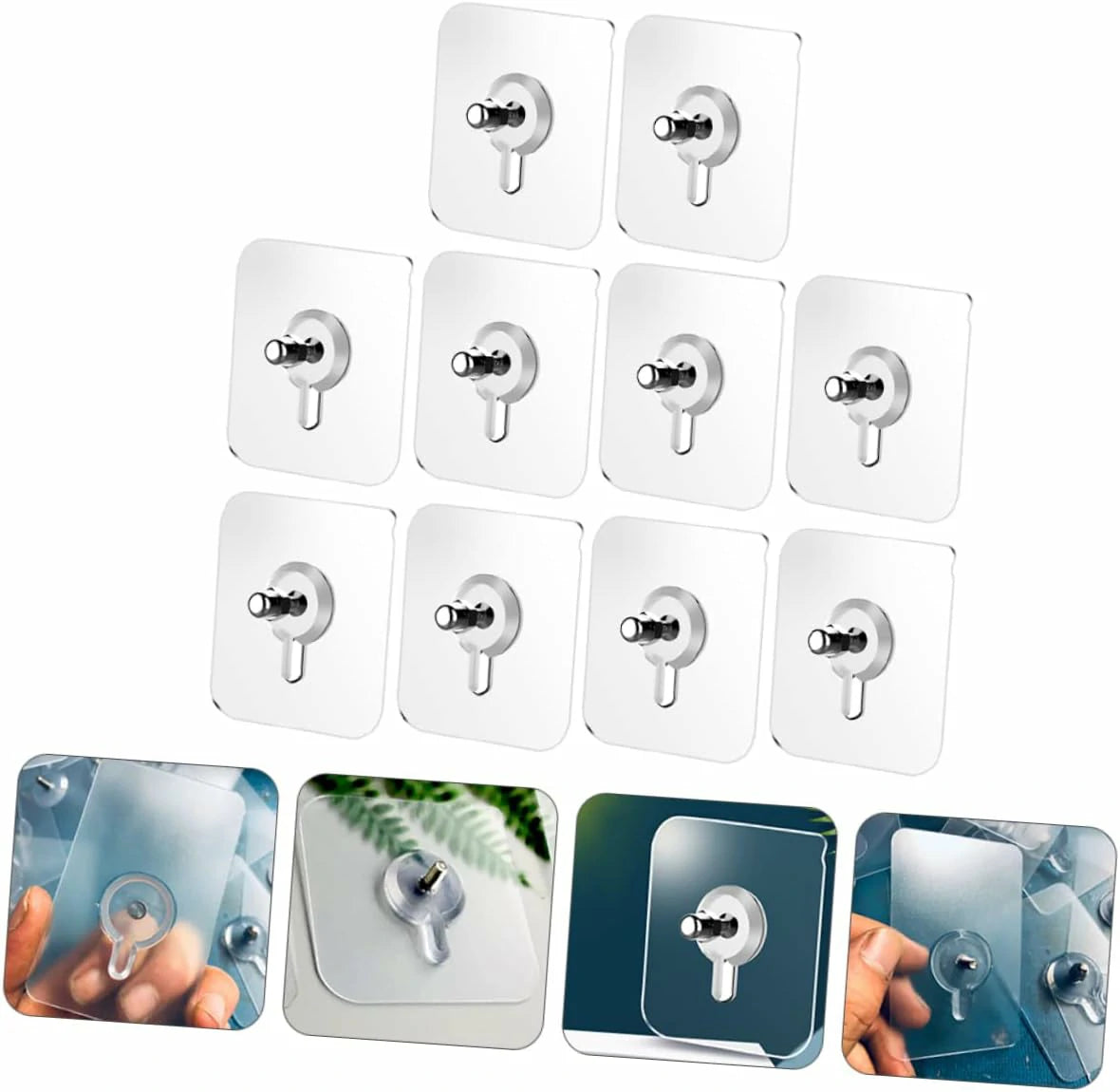 Pack X15 Tornillo Adhesivo De Pared Transparente Para Colgar