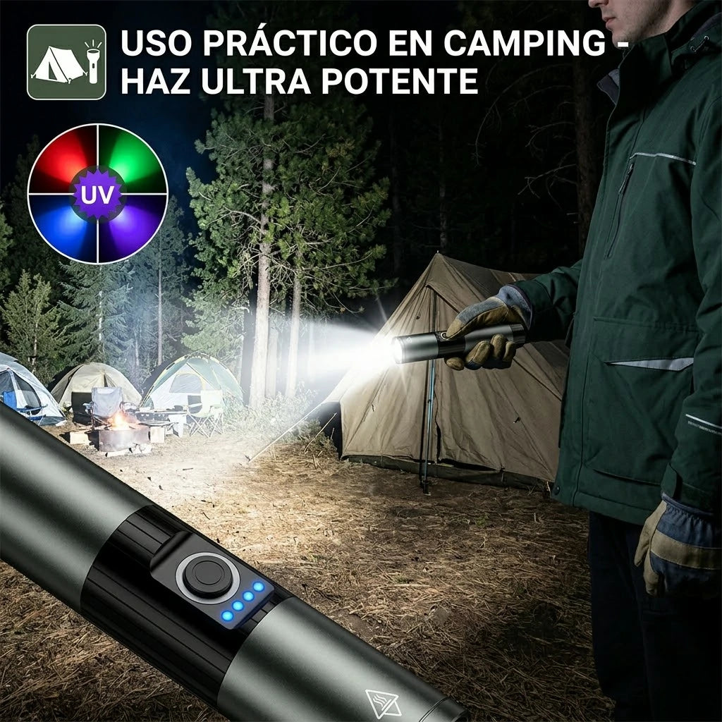 Linterna Táctica Multicolor Ultrapotente Multifunción 5 En 1