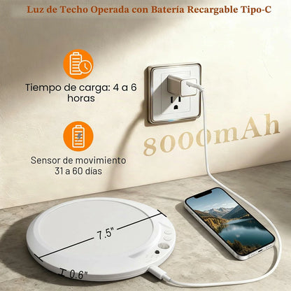 Pack x2 Luz De Techo Recargable Control Remoto Sensor Movimiento