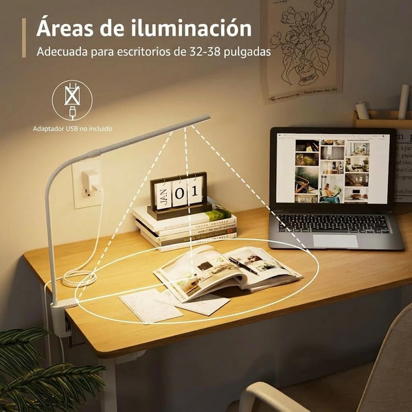 Lámpara de Escritorio Clip On con Cuello Flexible