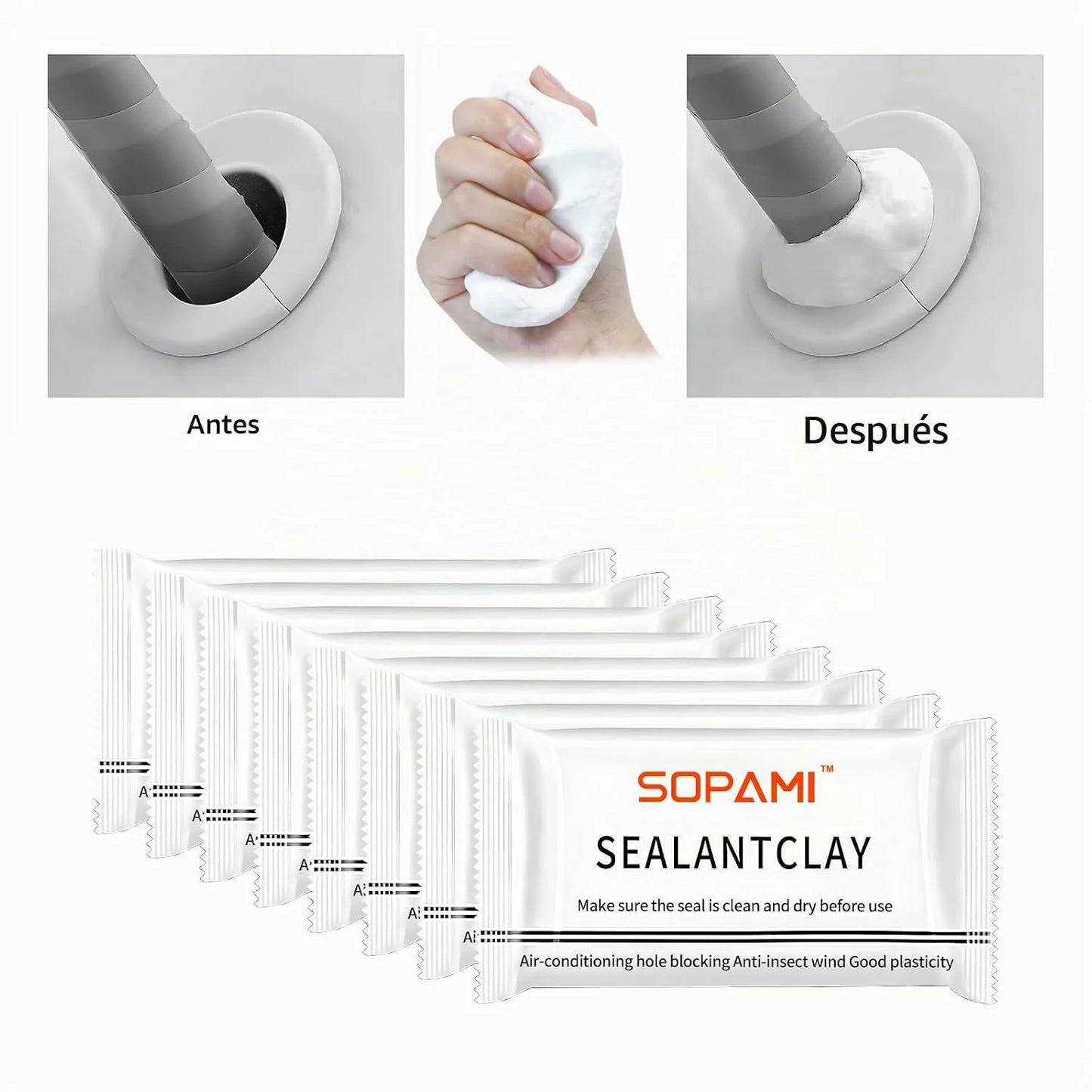 Pack x30 Arcilla Selladora Impermeable Blanca Acabados Limpios Bloqueo de Plagas