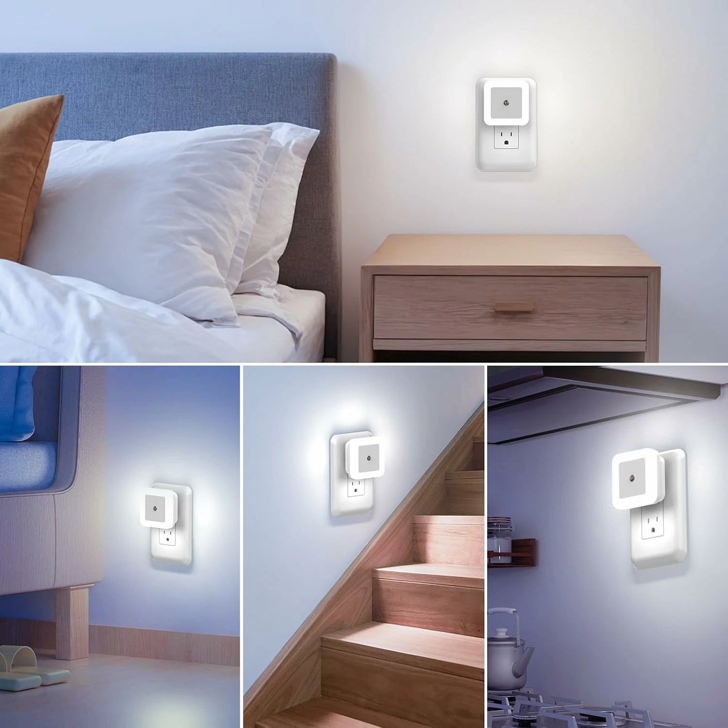 Pack x6 Luz LED Nocturna Enchufable Con Sensor Inteligente