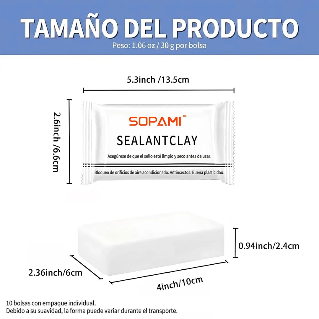 Pack x30 Arcilla Selladora Impermeable Blanca Acabados Limpios Bloqueo de Plagas