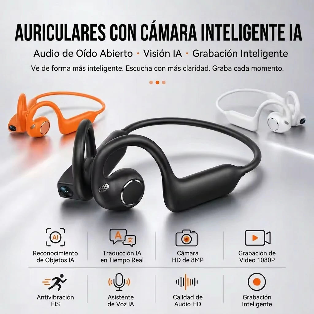 Audífonos Con Cámara Estabilizada Inalámbricos Con Traducción IA IP67
