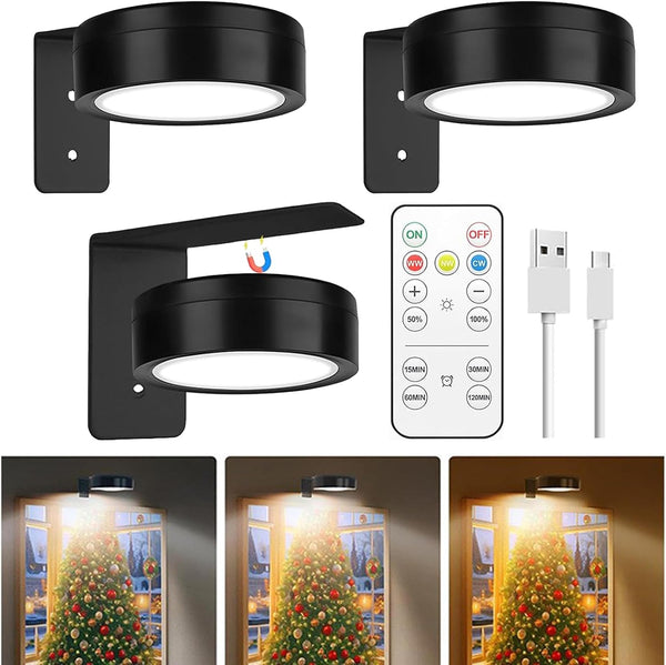 Set 3 Lámparas LED Recargables Para Cuadros y Armarios Con Mando y Temporizador