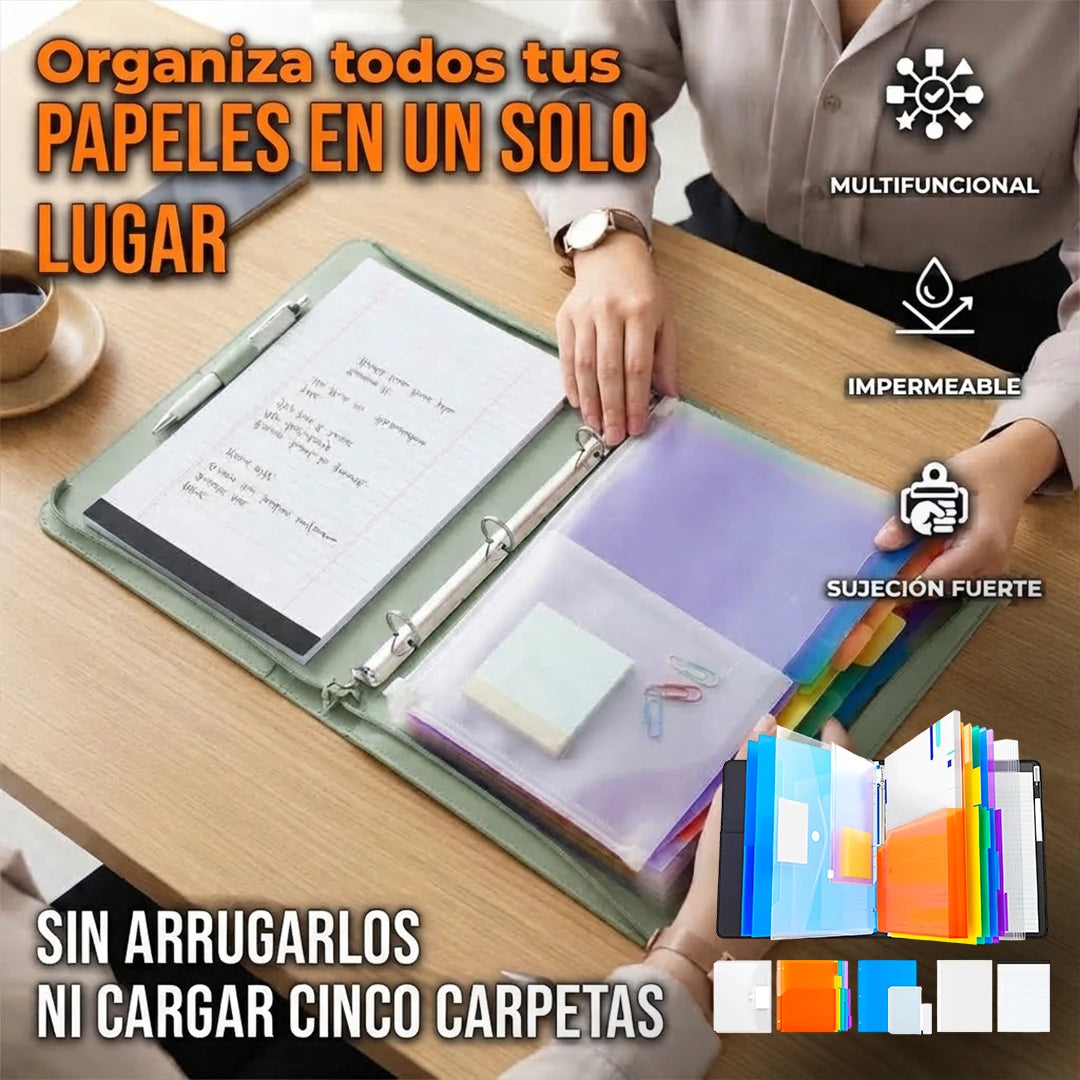 Carpeta Portapapeles 3 Anillas Con Almacenamiento Y Clip Magnético