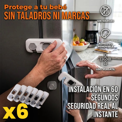 Pack x6 Cerradura De Seguridad Adhesiva 3M Para Nevera A Prueba De Niños