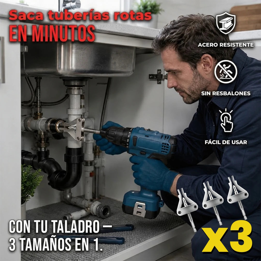 Pack x3 Herramienta Extractora Tuberías Enroscadas Rotas