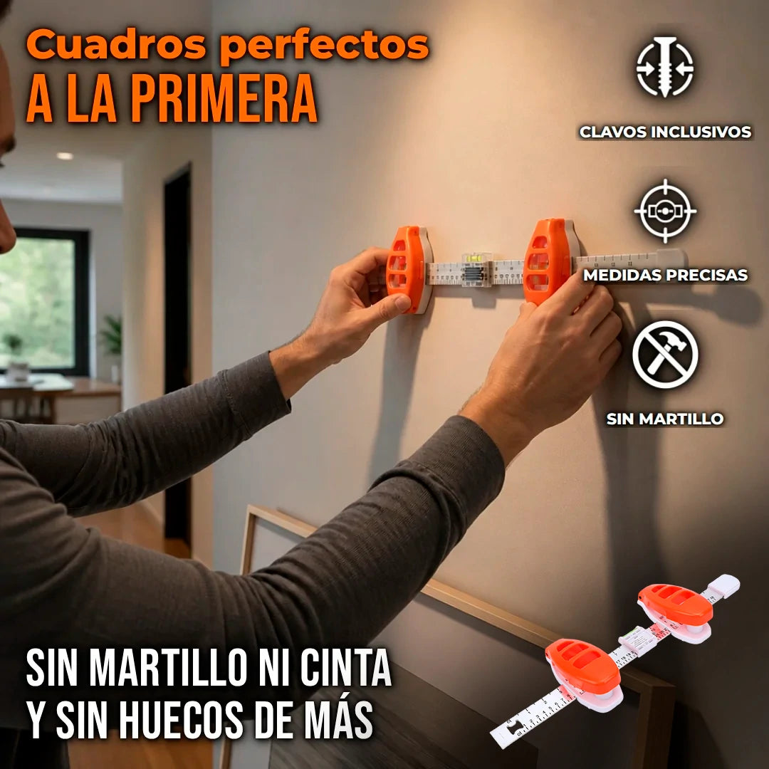 Herramienta Profesional Para Colgar Cuadros Con Nivel, Regla Y Portador De Clavos Magnético