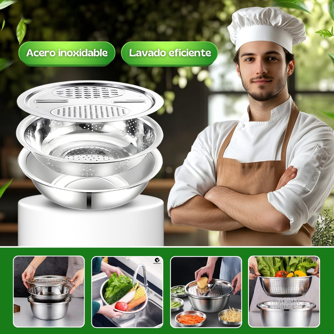 MultiStrainer 3x® ¡Mejora tu rutina al lavar alimentos!