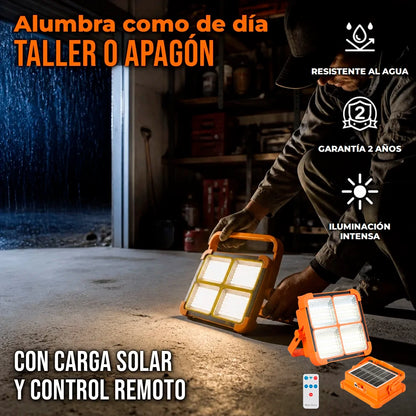 Pack X2 Lámpara LED Solar De Trabajo Portable Con Estación De Carga USB Control Remoto