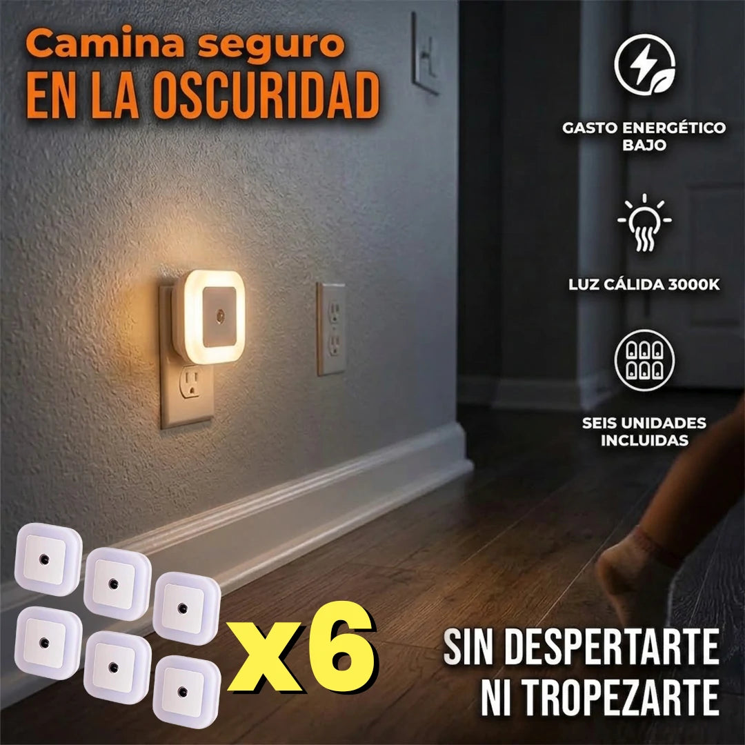Pack x6 Luz LED Nocturna Enchufable Con Sensor Inteligente