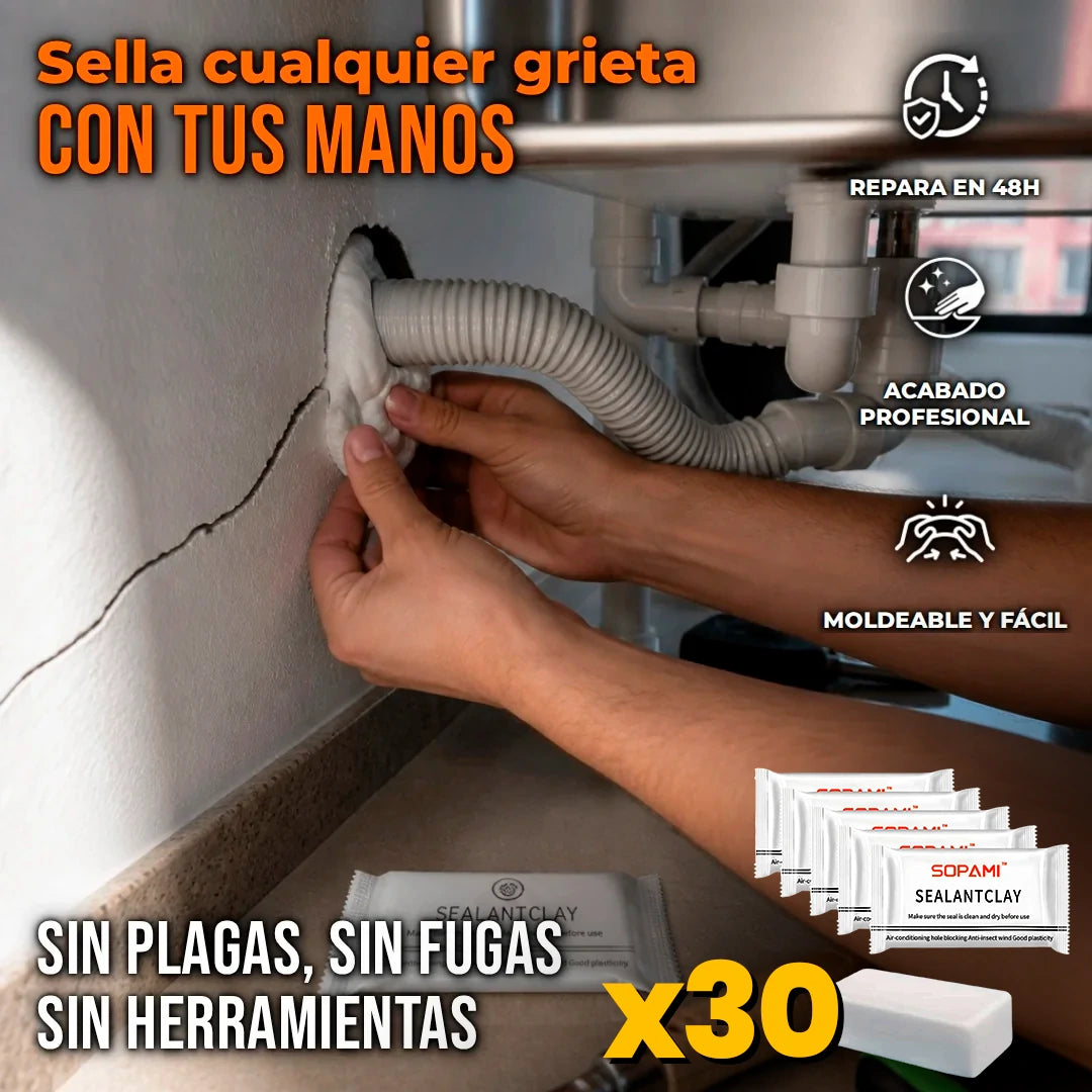 Pack x30 Arcilla Selladora Impermeable Blanca Acabados Limpios Bloqueo de Plagas