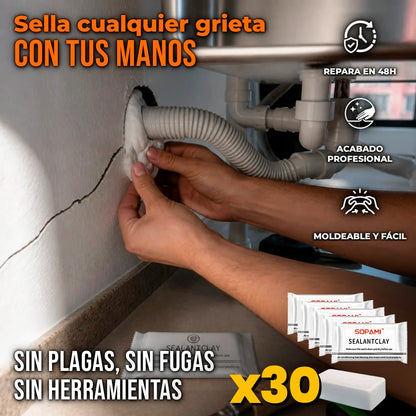Pack x30 Arcilla Selladora Impermeable Blanca Acabados Limpios Bloqueo de Plagas