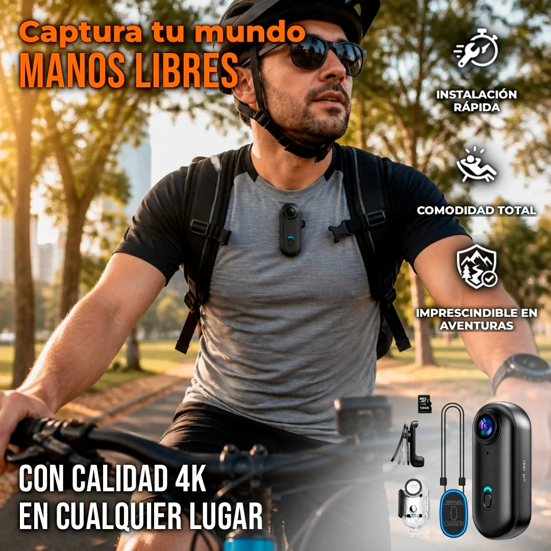 Mini Cámara Corporal PRO Deportiva 4K Estuche Sumergible