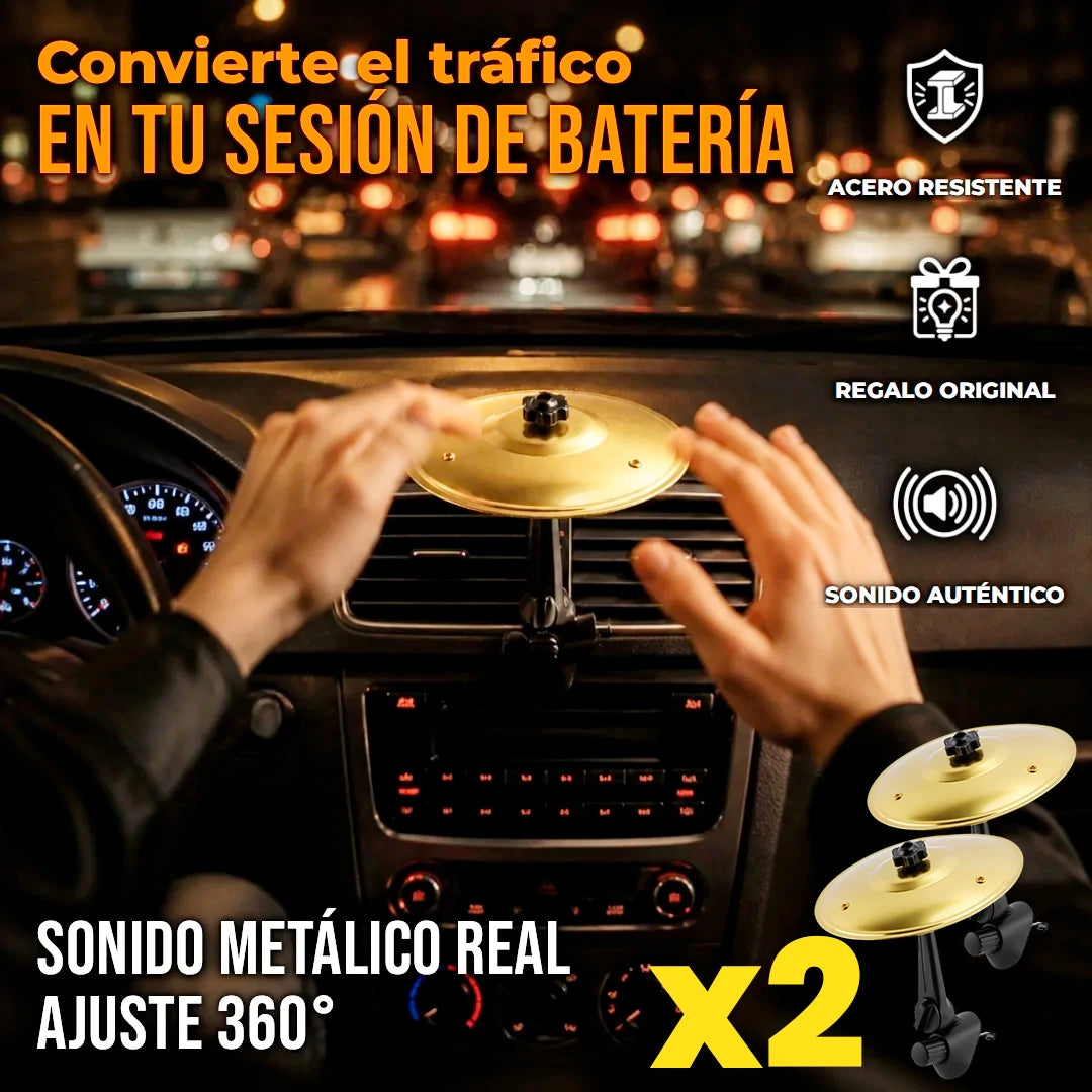 Pack X2 Mini Platillos De Tambor Para Carro Con Soporte Ajustable 360°