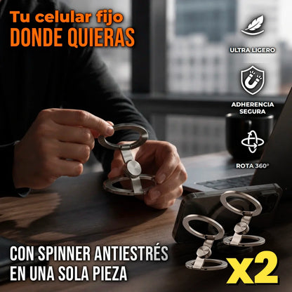Pack X2 Soporte Magnético Para Teléfono Spinner Plegable Rotación 360°