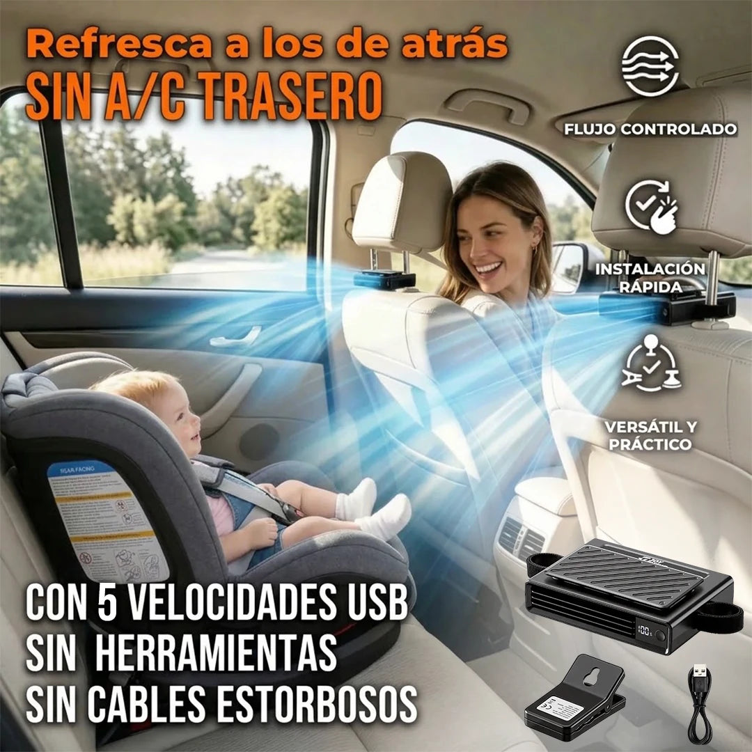 Ventilador Turbo USB Para Reposacabeza Asiento De Carro 5 Velocidades