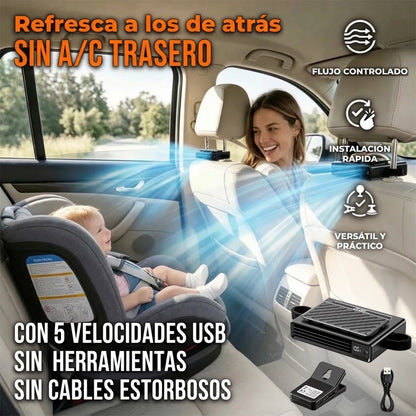 Ventilador Turbo USB Para Reposacabeza Asiento De Carro 5 Velocidades