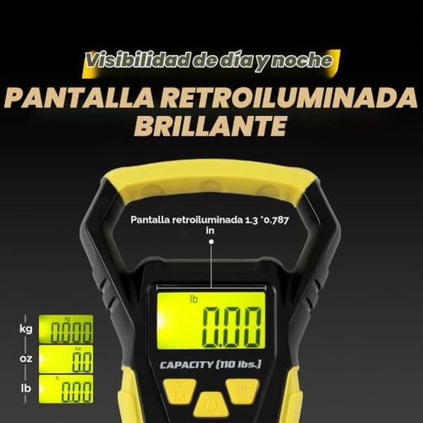 Báscula Digital de Pesca 2-en-1 Beyond Fishing Con Cinta Métrica de 40" Integrada y Pantalla LCD 110 lb