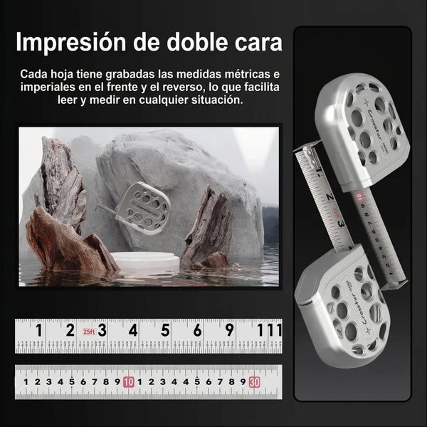 Cinta Métrica Magnética Pro 25 ft Con Acero Inoxidable, Doble Escala e Imán Integrado