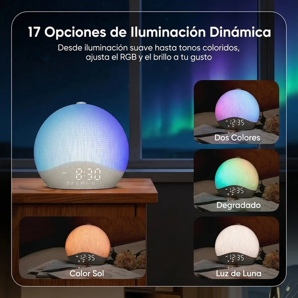 Ecozy Sky Dawn Despertador Con Simulación de Amanecer, 26 Sonidos y Altavoz Bluetooth