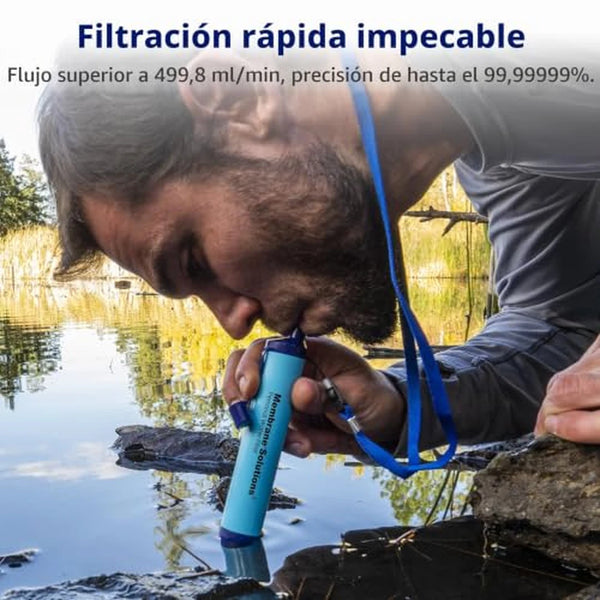 Filtro de Agua Portátil de Supervivencia Con Pajilla Filtrante 5 Etapas 0,1 Micrón y Certificación NSF