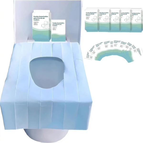 Fundas Desechables Para Inodoro Con Cobertura Total y Fijación Adhesiva