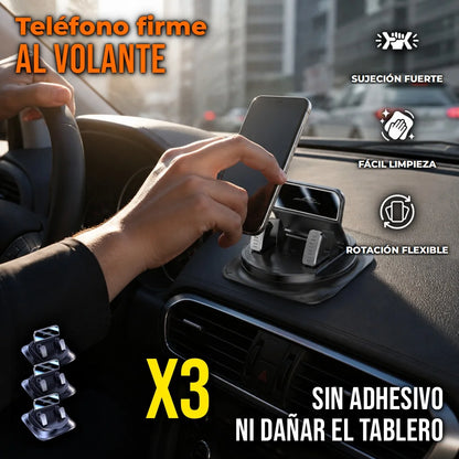 Pack X3 Soporte Universal De Teléfono Para Carro Con Base Rotatoria 360°