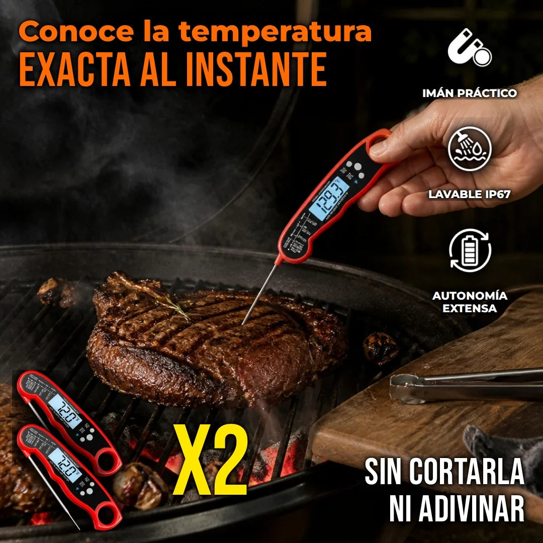 Pack X2 Termómetro Digital Para Carnes Y Alimentos A La Parrilla