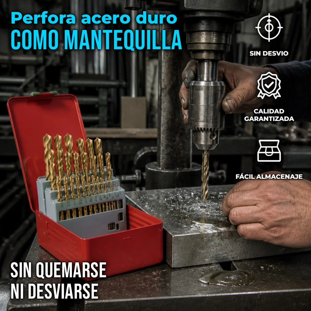 Kit 29 Piezas Brocas De Cobalto M35 Con Estuche Metálico