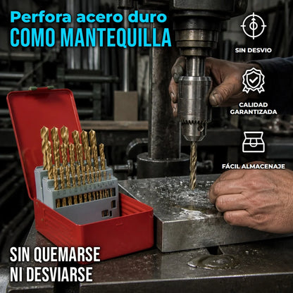 Kit 29 Piezas Brocas De Cobalto M35 Con Estuche Metálico