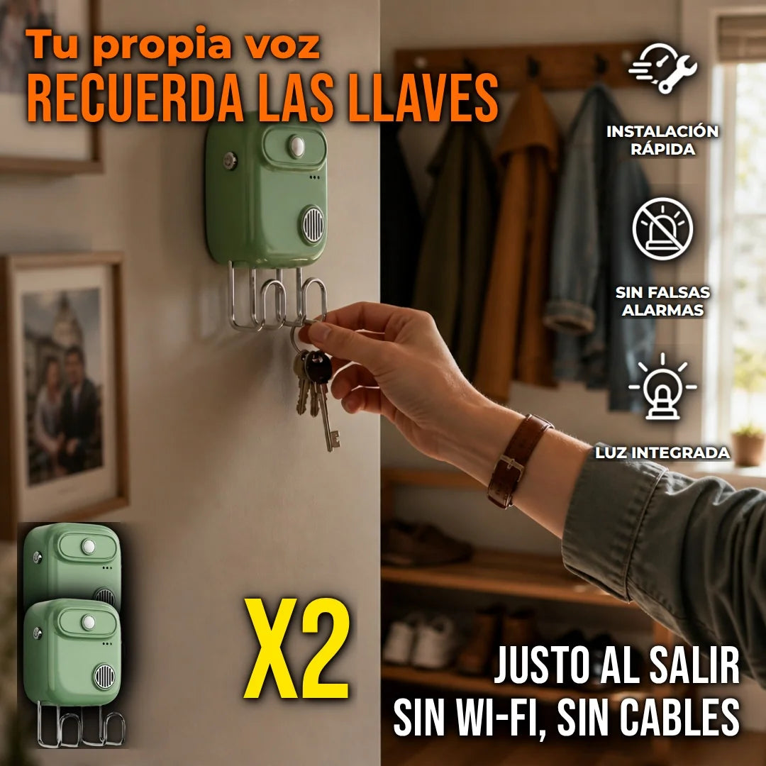 Pack X2 Soporte De Llaves Inteligente Para Pared Con Recordatorio De Voz Y Sensor Movimiento