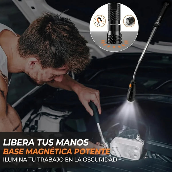 Herramienta Telescópica Magnética con Luz LED y Cuello Flexible 360°