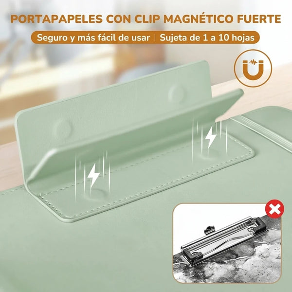JoyCat Portapapeles Organizador 3 Anillas Con 5 Divisores y Bloc de Notas — Verde Zacate
